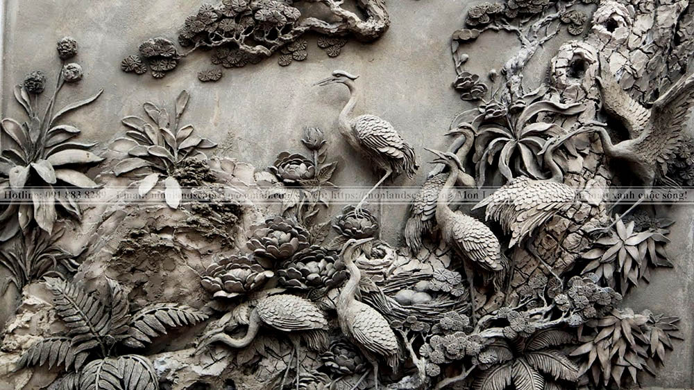 Trang trí sân vườn với tranh phù điêu